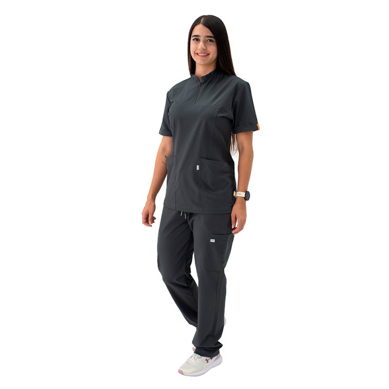 UNIFORME GRIS OSCURO CON CIERRE